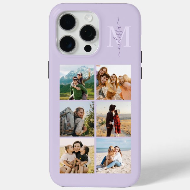 Monogram Personalised 6 Photo Collage Case-Mate iPhone Case (Back)