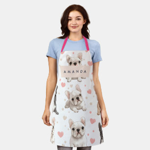 Monogram Personalised Adorable French Bulldog  Apron