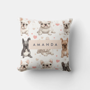 Monogram Personalised Adorable French Bulldog  Cushion