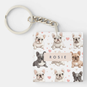 Monogram Personalised Adorable French Bulldog  Key Ring
