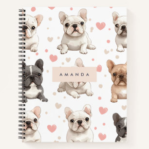 Monogram Personalised Adorable French Bulldog  Notebook