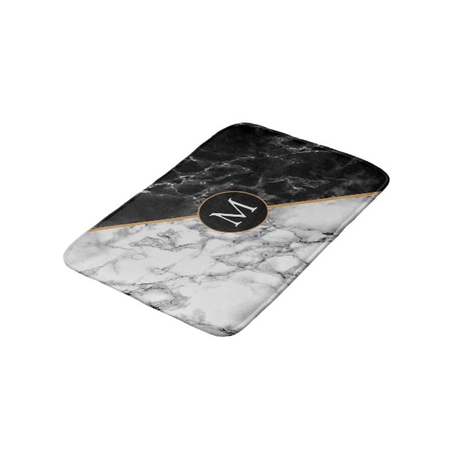 Monogram Personalised Bath Mat Marble Design (Angled)