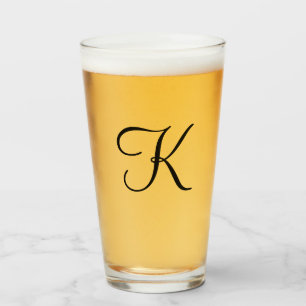 Monogram Personalised Black Script Drinking Glass