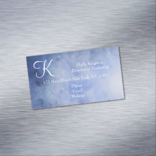 Monogram Personalised Blue and White Magnetic Business Card