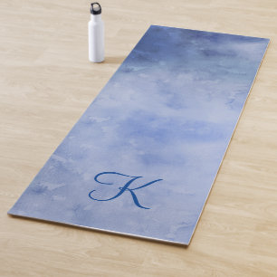 Monogram Personalised Blue and White Watercolor Yoga Mat