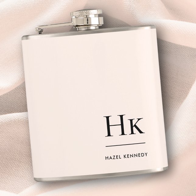 Monogram Personalised Blush Pink Chic Bachelorette Hip Flask (Creator Uploaded)