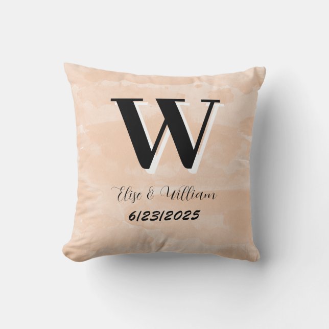 Monogram personalised boho wedding keepsake cushion (Front)