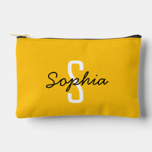 Monogram Personalised Calligraphy Name Yellow Accessory Pouch
