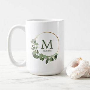 Monogram Personalised Christmas Modern Wreath Coffee Mug
