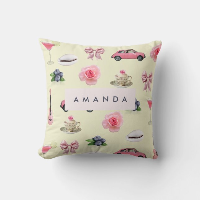 Monogram Personalised Coquette Vintage Seashell Cushion (Front)