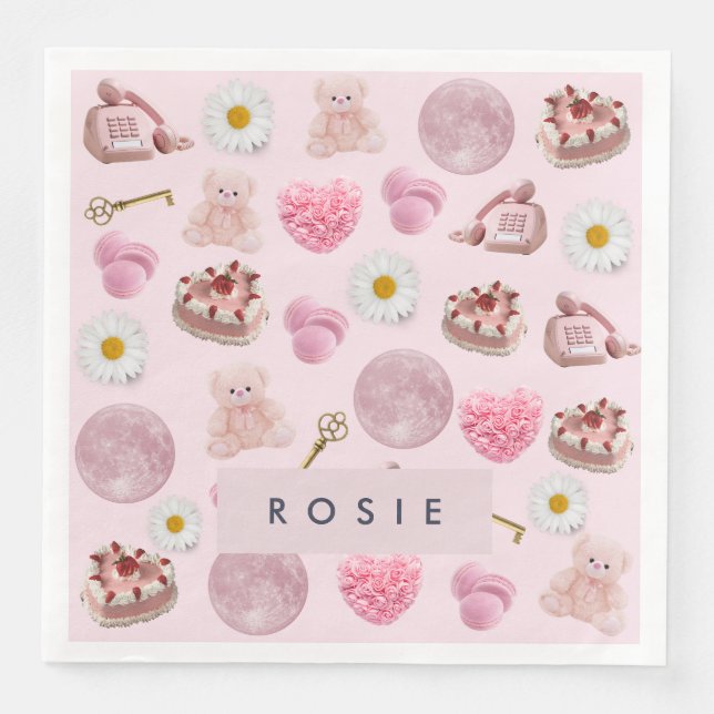 Monogram Personalised Coquette Vintage Seashell Napkin (Front)