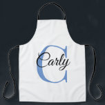 Monogram Personalised Custom Apron - Periwinkle<br><div class="desc">Monogram Personalised Custom Apron - Periwinkle Blue</div>