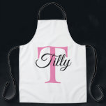 Monogram Personalised Custom Powder Pink Apron<br><div class="desc">Monogram Personalised Custom Powder Pink Apron</div>