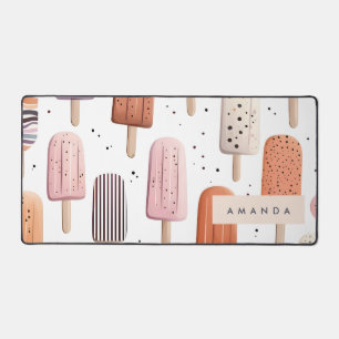 Monogram Personalised Cute Popsicle Pattern Desk Mat
