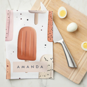 Monogram Personalised Cute Popsicle Pattern Tea Towel