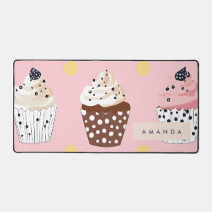 Monogram Personalised Cute Sweet Cupcake Desk Mat