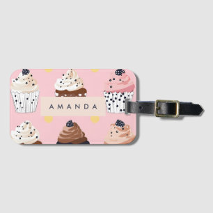 Monogram Personalised Cute Sweet Cupcake  Luggage Tag