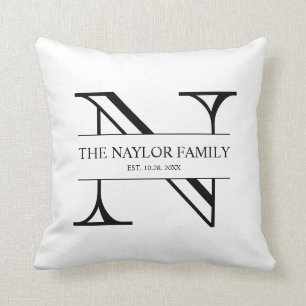 Monogram Personalised Family Wedding Gift Cushion