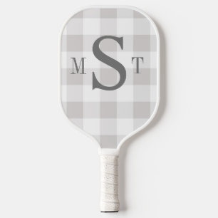 Monogram Personalised Grey Plaid Pickleball Paddle