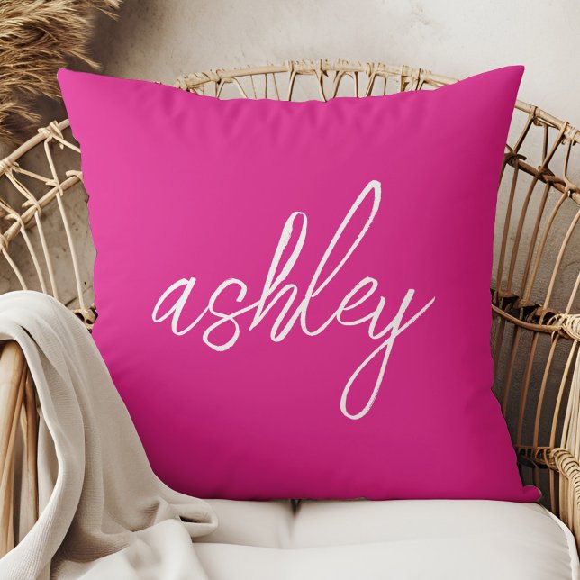 Monogram Personalised Hot Pink Throw Pillow (Creator Uploaded)