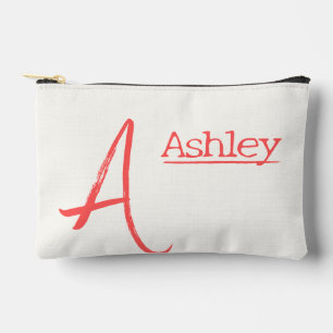 Monogram Personalised Initial and Name in Red Accessory Pouch