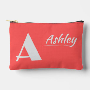 Monogram Personalised Initial and Name on Red Accessory Pouch