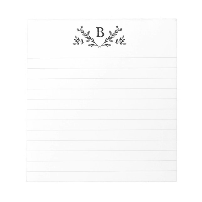 Monogram Personalised Lined Notepad (Front)