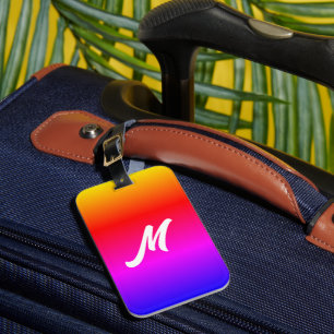Monogram Personalised Luggage Tag Rainbow Colours