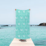 Monogram personalised modern turquoise family beach towel<br><div class="desc">Modern monogram family bright unique turquoise stylish elegant matching family gift. Ideal for family reunions,  vacations,  birthday and Christmas parties.</div>