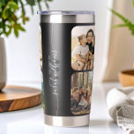 Monogram Personalised Name 6 Photo Collage Insulated Tumbler<br><div class="desc">Create your own personalised photo collage thermal tumbler with 6 of your favourite photos alongside custom monogram initials and name in elegant script calligraphy.</div>