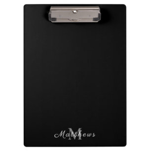 Monogram Personalised Name Black Clipboard