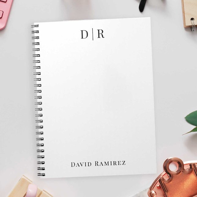 Monogram Personalised Name Professional Minimal  Notebook (Creator Uploaded)