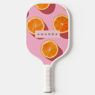 Monogram Personalised Orange Slice Pattern Pickleball Paddle