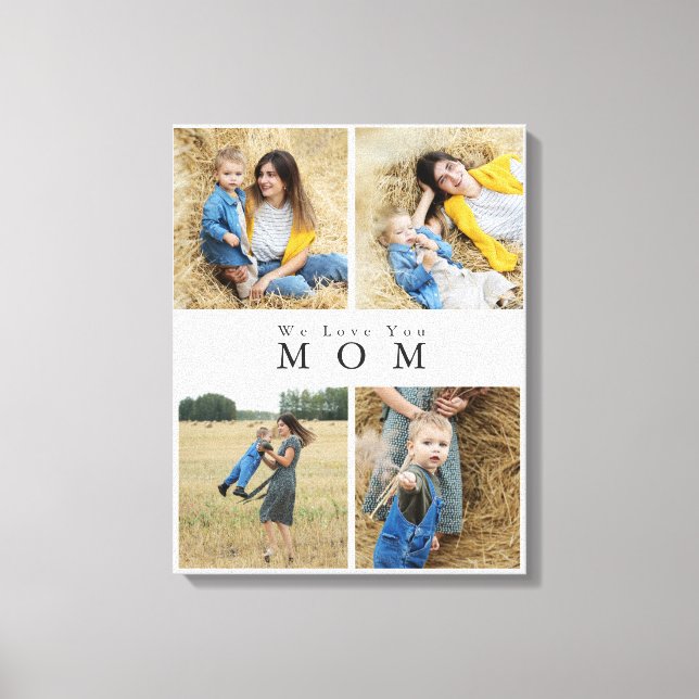 Monogram Personalised Photo Collage Mother Family Canvas Print (Front)
