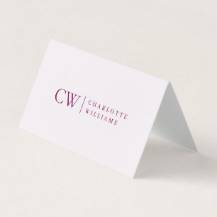 Monogram Personalised Pink Business Folded Card