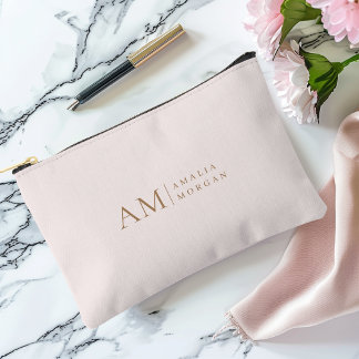 Monogram Personalised Pink Initial And Name  Accessory Pouch