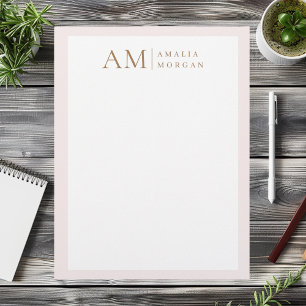Monogram Personalised Pink Initial And Name  Custom Letterhead
