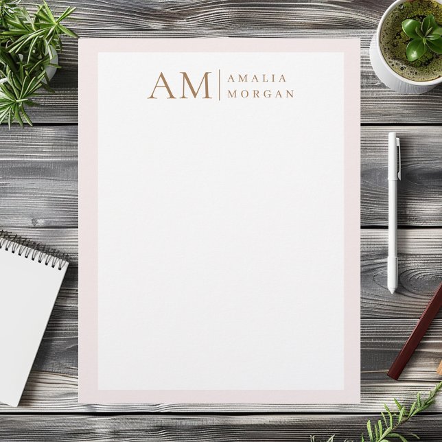 Monogram Personalised Pink Initial And Name  Custom Letterhead (Creator Uploaded)