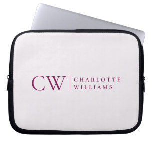 Monogram Personalised Pink Initial Laptop Sleeve