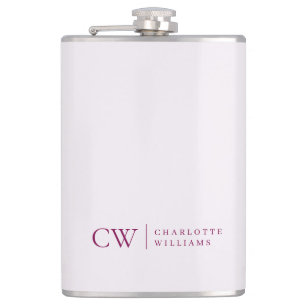 Monogram Personalised Pink Initial & Name Flask