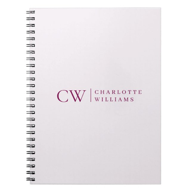 Monogram Personalised Pink Initial & Name Notebook (Front)