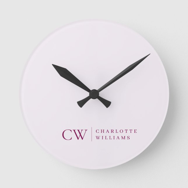 Monogram Personalised Pink Initial Wall Clock (Front)