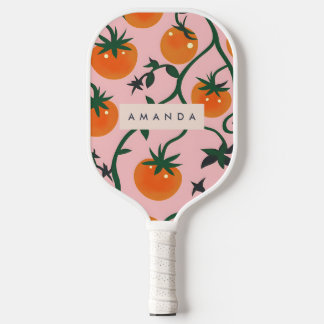 Monogram Personalised Retro Tomato Vine Pattern Pickleball Paddle