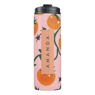 Monogram Personalised Retro Tomato Vine Pattern Thermal Tumbler