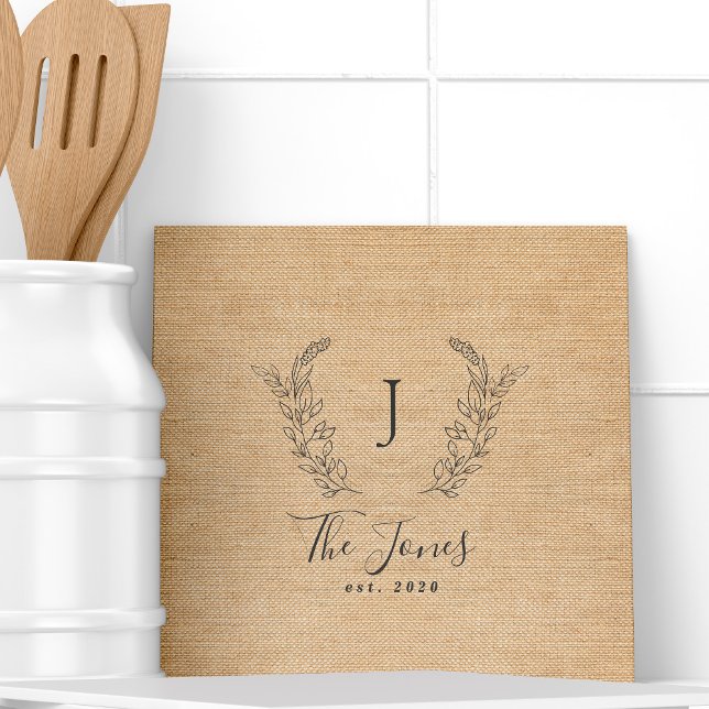 Monogram personalised rustic kitchen family name tile (Creator Uploaded)