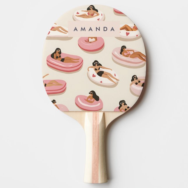 Monogram Personalised Summer Pool Float Pattern  Ping Pong Paddle (Front)