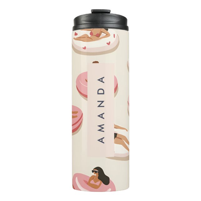 Monogram Personalised Summer Pool Float Pattern  Thermal Tumbler (Front)
