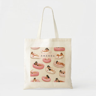 Monogram Personalised Summer Pool Float Pattern Tote Bag