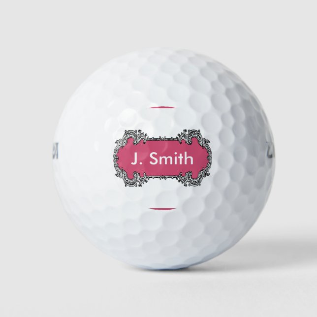 Monogram Personalised Vintage Design Golf Gift Balls (Front)