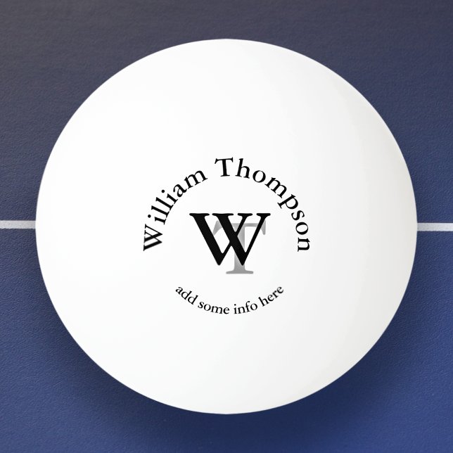 Monogram . personalised white ping pong ball (Creator Uploaded)